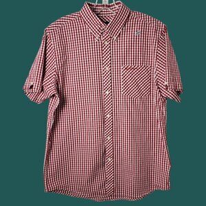 Ben Sherman Mens Red & White Gingham Short Sleeve Shirt 100% Cotton Large
